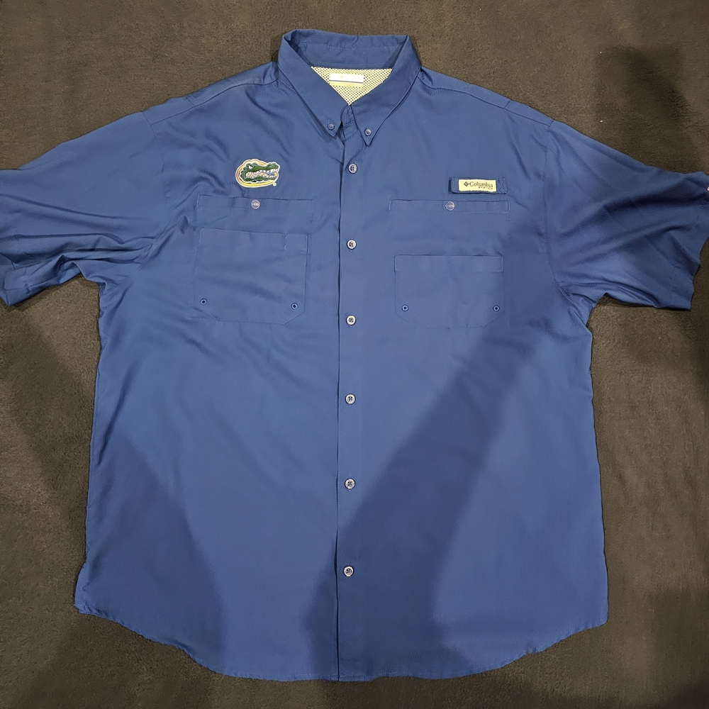 Columbia PFG Gator's Blue Button-Down Shirt